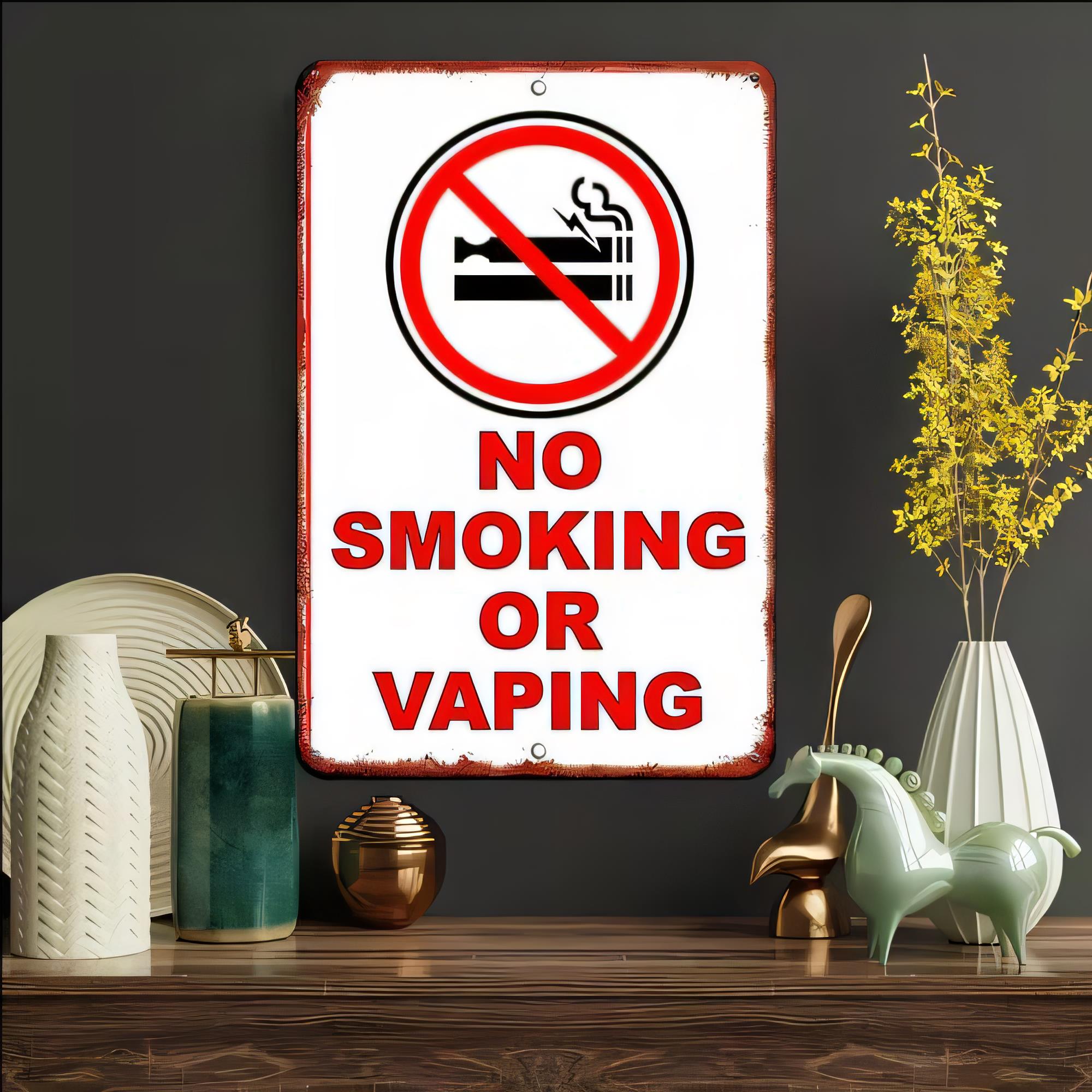 Vape Decoration - Papan Tanda Logam Retro Peringatan Dilarang